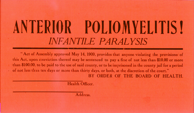 vintage polio warning card